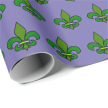 Mardi Gras Fleur de Lis Purple and Green Gift Wrap