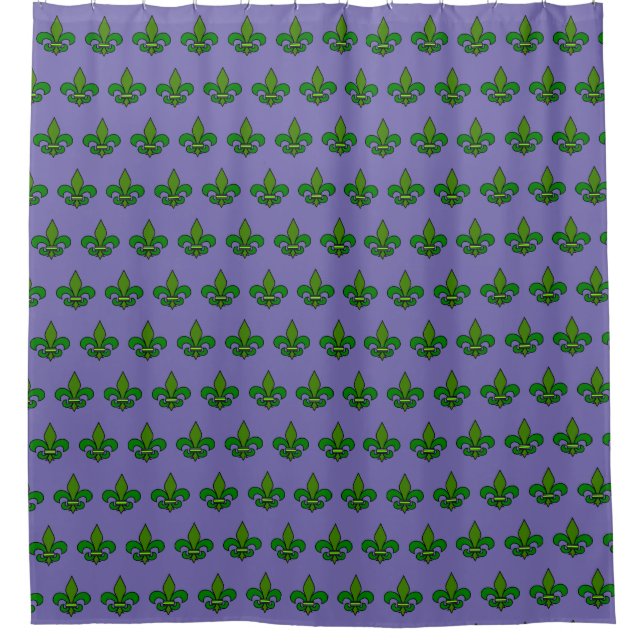 Mardi Gras Fleur de Lis Purple Shower Curtain (Front)