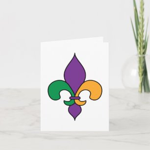 Mardi Gras Fleur de Lis Purple Yellow Green Card