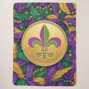 Mardi Gras Fleur de lis Sherpa Blanket
