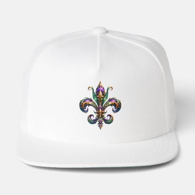 Mardi Gras Fleur de Lis Snap Back Hat (Front)