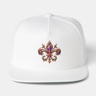 Mardi Gras Fleur de Lis Snap Back Hat
