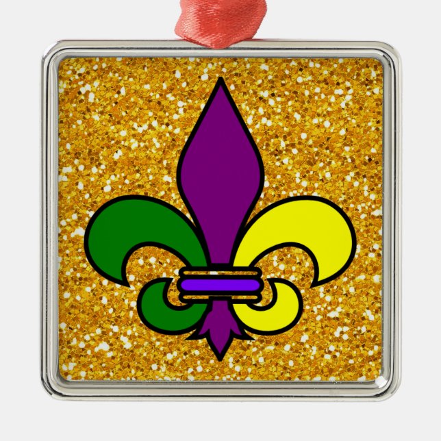 Mardi Gras - Fleur de Lis - SRF Metal Ornament (Front)