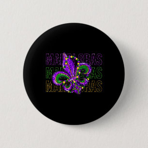 Mardi Gras Fleur De Lis Symbol Louisiana Carnival  Button