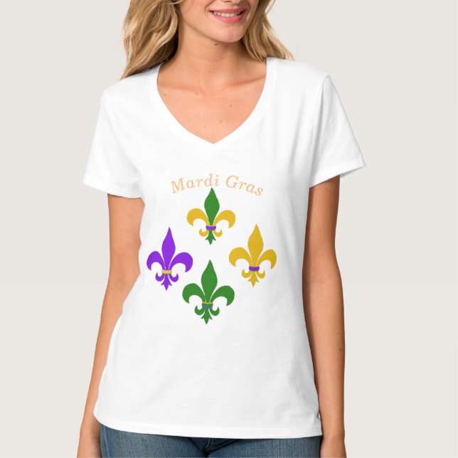 Mardi Gras Fleur de Lis  T-Shirt (Front)