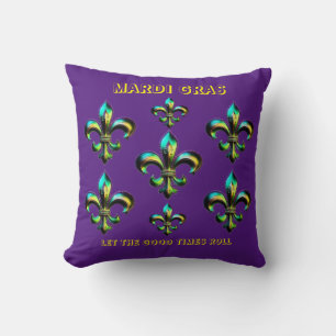 Mardi Gras Fleur De Lis Throw Pillow