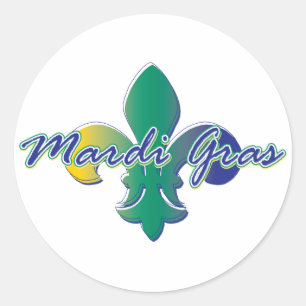 Mardi Gras Fleur de lis tri Classic Round Sticker