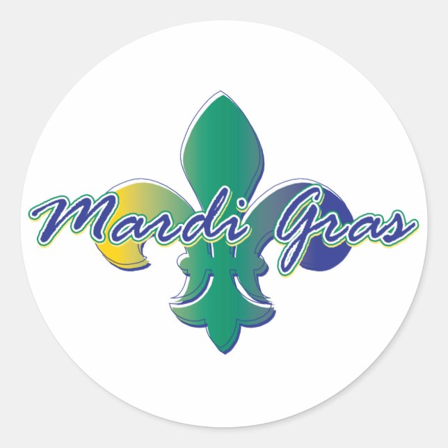Mardi Gras Fleur de lis tri Classic Round Sticker (Front)
