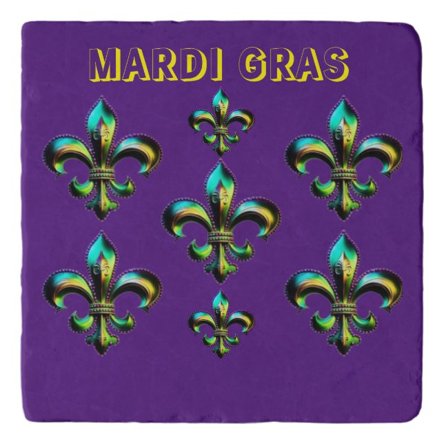 Mardi Gras Fleur De Lis Trivet (Front)