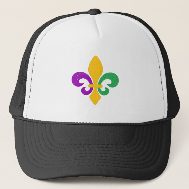 Mardi Gras Fleur De Lis Trucker Hat (Front)
