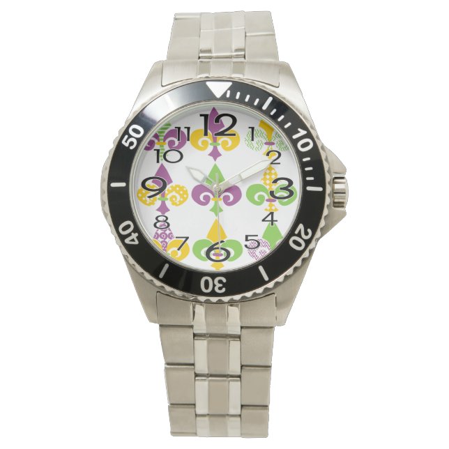 Mardi Gras Fleur de Lis Watch (Front)