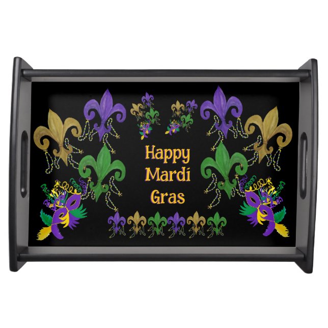Mardi Gras fleur de lis wood party  Serving Tray (Front)