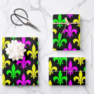 Mardi Gras Fleur De Lis Wrapping Paper Sheets