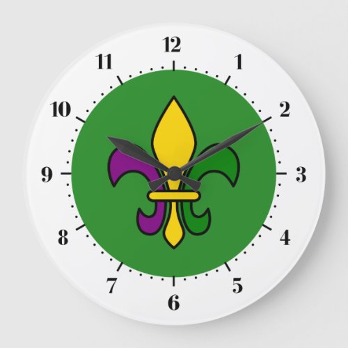 Mardi Gras fleur_de_lys Large Clock