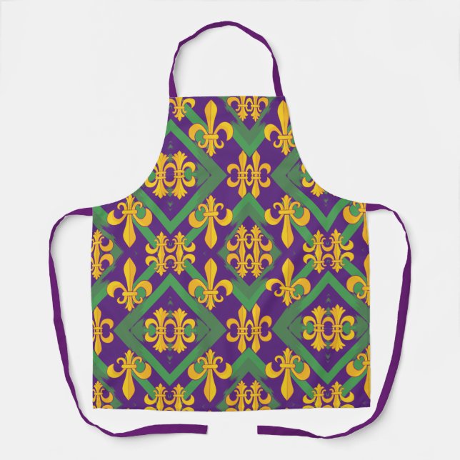 Mardi gras fleur di Lis    Apron (Front)