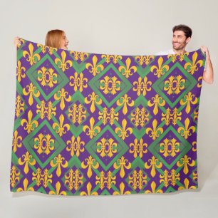 Mardi gras fleur di Lis Fleece Blanket