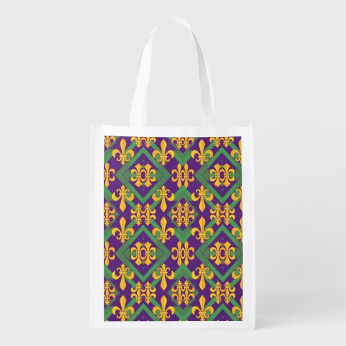 Mardi gras fleur di Lis     Grocery Bag