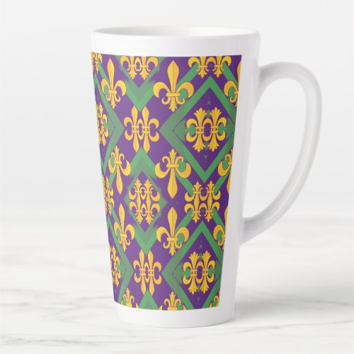 Mardi gras fleur di Lis   Latte Mug