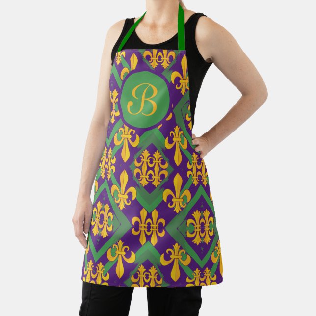 Mardi gras fleur di Lis personalized Apron (Insitu)