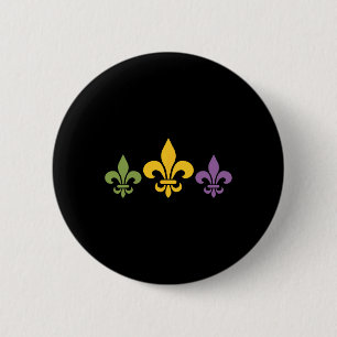 Mardi Gras Fleur Funny Cute Retro Mardi Gras Festi Button