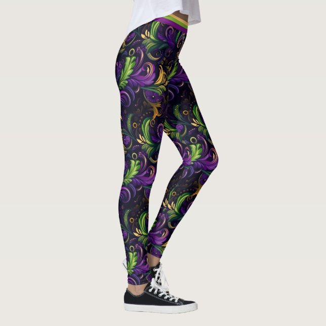 Mardi Gras floral pattern Leggings (Right)