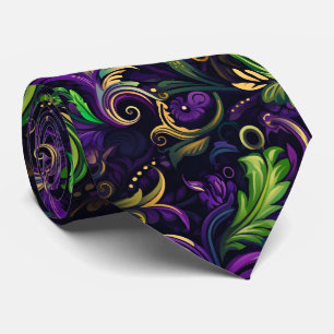 Mardi Gras floral pattern Neck Tie