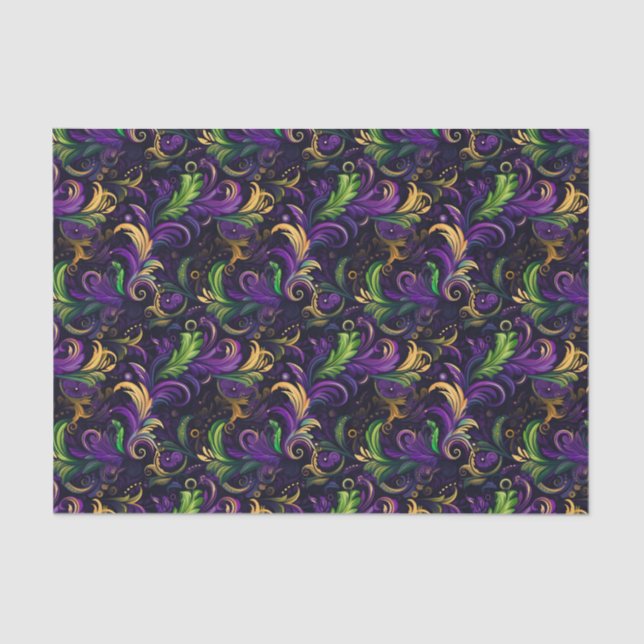 Mardi Gras floral pattern Tissue Paper (Front)