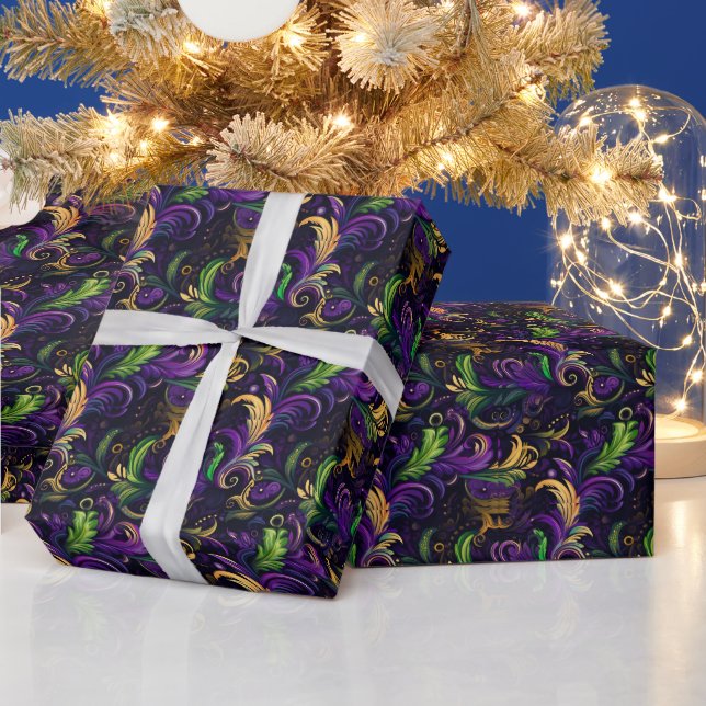 Mardi Gras floral pattern Wrapping Paper (Holidays)