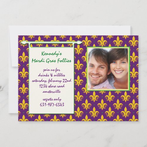 Mardi Gras Follies Photo Invitation