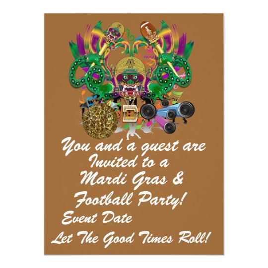Mardi Gras & Football 6.5" x 8.75" View Hints Plse Card
