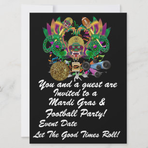 Mardi Gras & Football 6.5" x 8.75" View Hints Plse Invitation