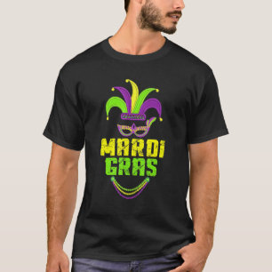 Mardi Gras For Men Jester Costume Mask Parade T-Shirt