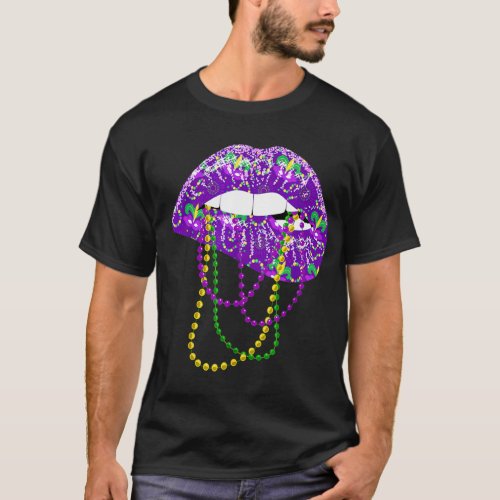 Mardi Gras  For Women Lips Queen Carnival Costume  T_Shirt