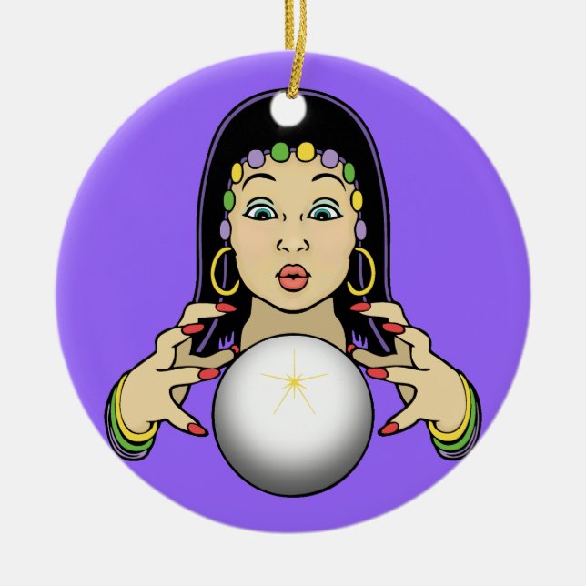 Mardi Gras Fortune Teller Ceramic Ornament (Front)