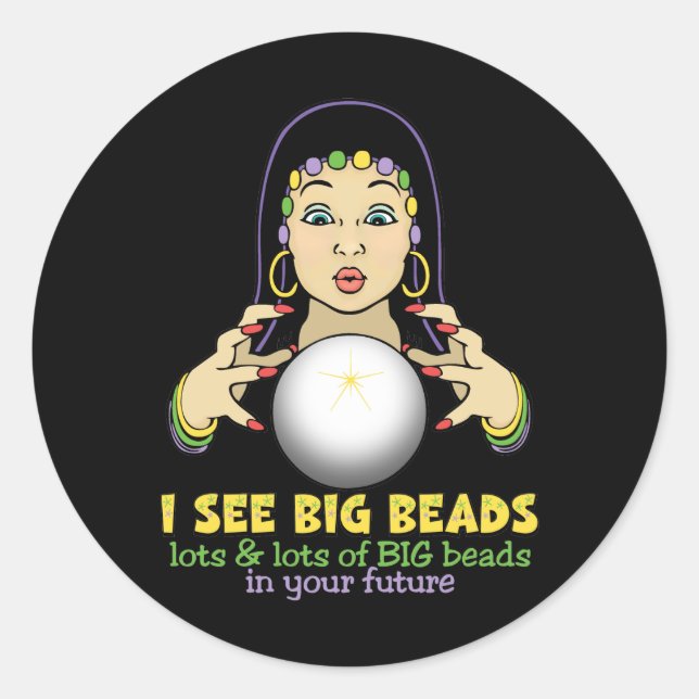 Mardi Gras Fortune Teller Classic Round Sticker (Front)