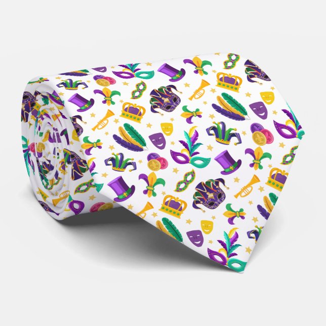 Mardi Gras Fun Neck Tie (Rolled)