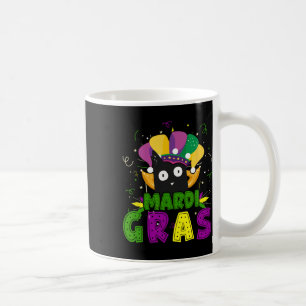 Mardi Gras Funny Black Cat Wearing Clown Cat Mardi Coffee Mug