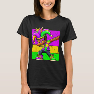 Mardi Gras Funny Dabbing Black Boy Jester Hat Kid T-Shirt