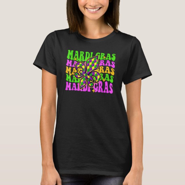 Mardi Gras Funny Men Women Girls Mask Beads Carniv T-Shirt (Front)
