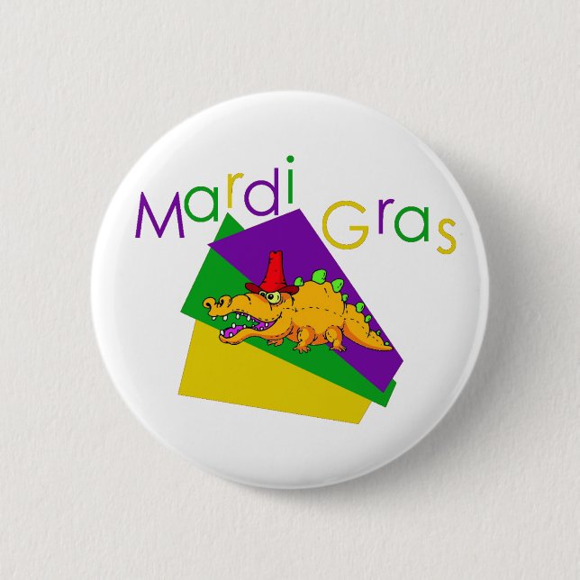Mardi Gras Gator Button (Front)