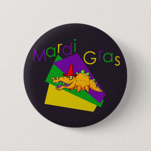 Mardi Gras Gator Button