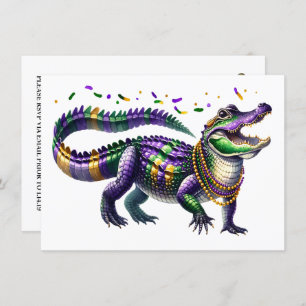 Mardi Gras Gator  Invitation