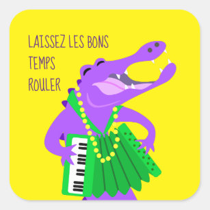 Mardi Gras Gator with Accordion Square Sticker