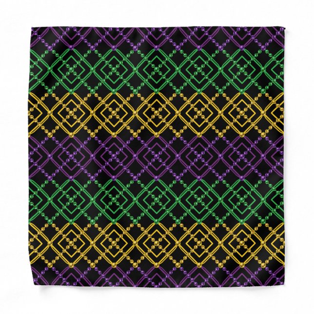 Mardi Gras Geometric Bead Strings Carnival Bandana (Front)
