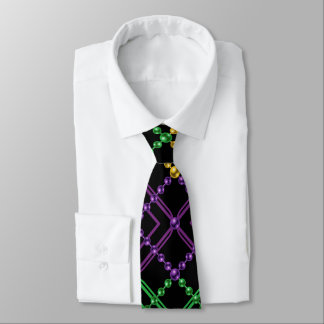 Mardi Gras Geometric Bead Strings Carnival Neck Tie