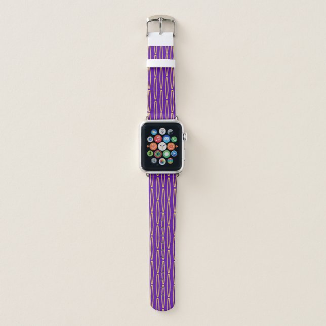 Mardi Gras Geometric Repeat  Apple Watch Band (Front)