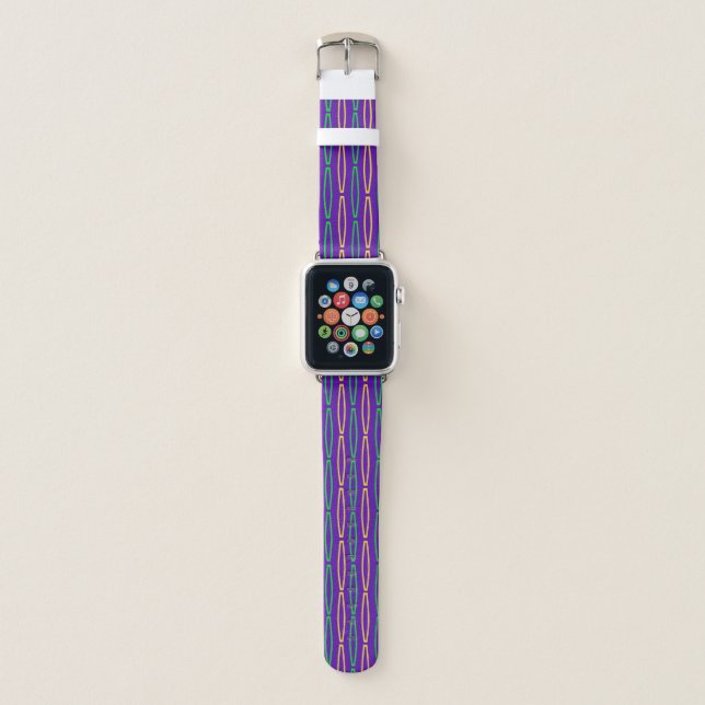 Mardi Gras Geometric Repeat  Apple Watch Band (Front)