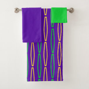 Mardi Gras Geometric Repeat Bath Towel Set