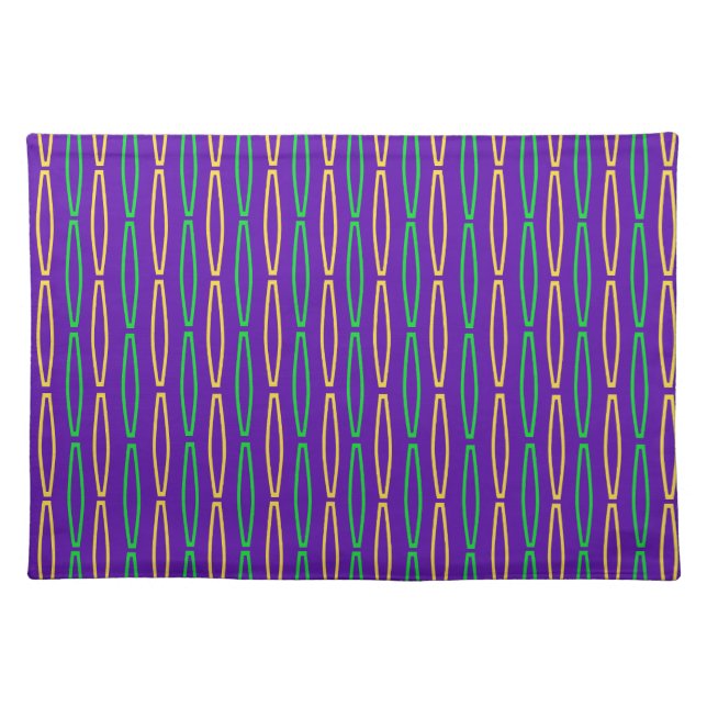 Mardi Gras Geometric Repeat  Cloth Placemat (Front)