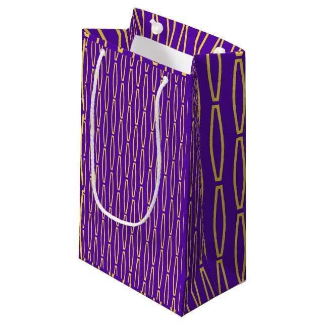 Mardi Gras Geometric Repeat  Small Gift Bag (Front Angled)